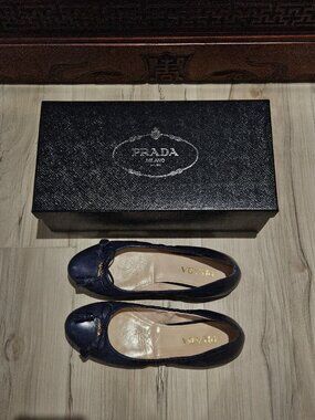 Prada Navy Blue Ballerina Flats